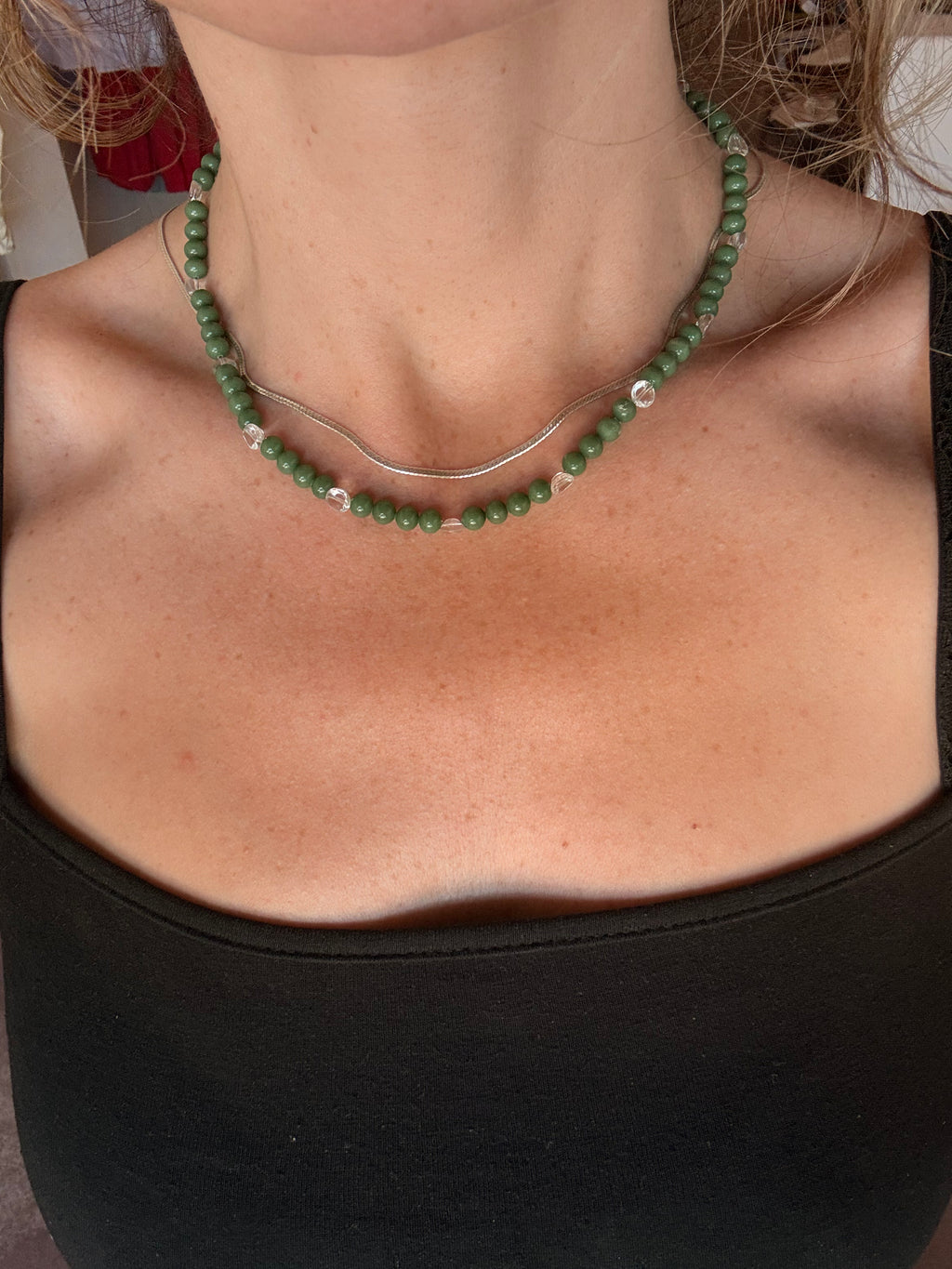 green with clear necklace