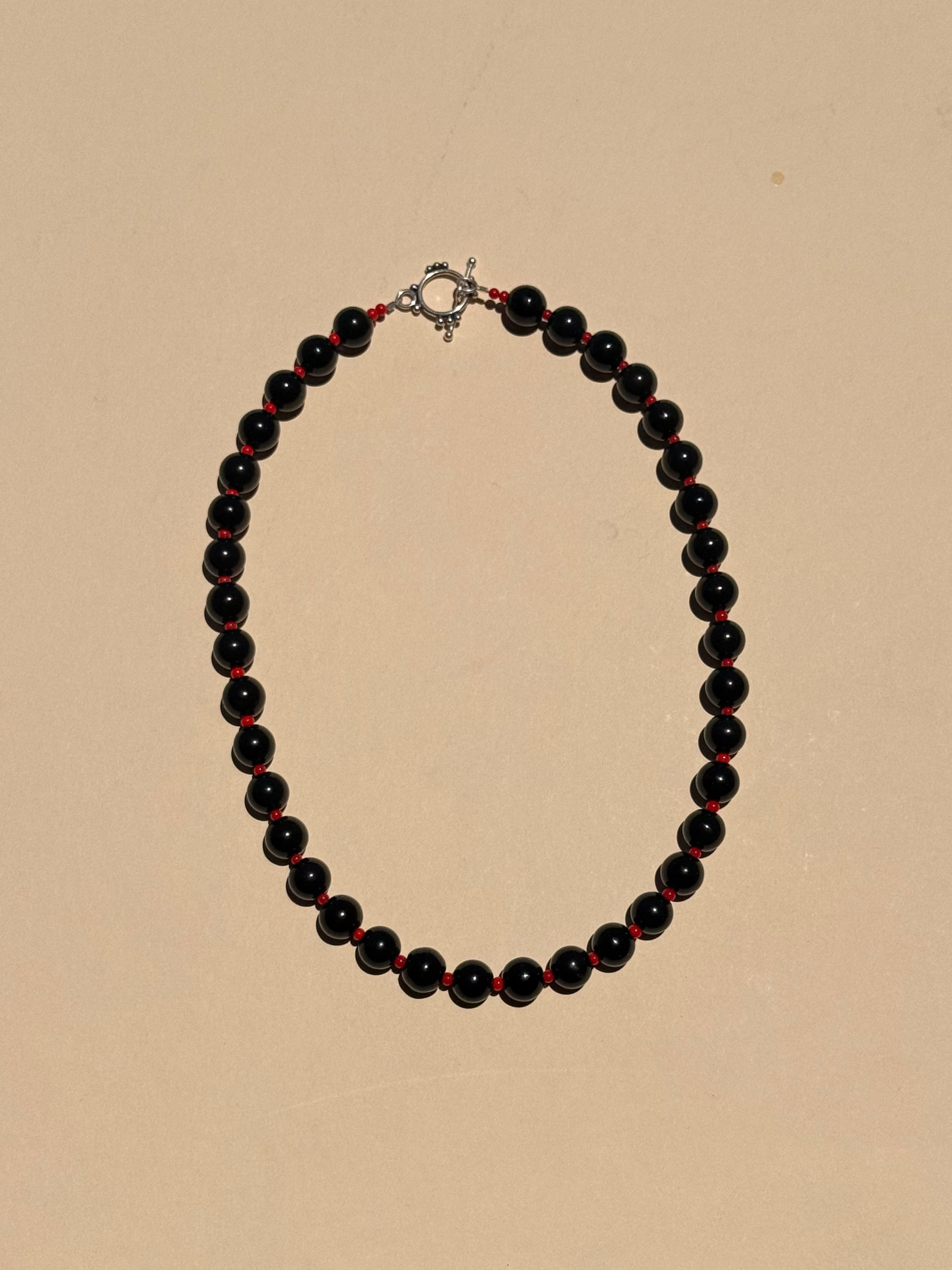 onyx & red necklace | spheres