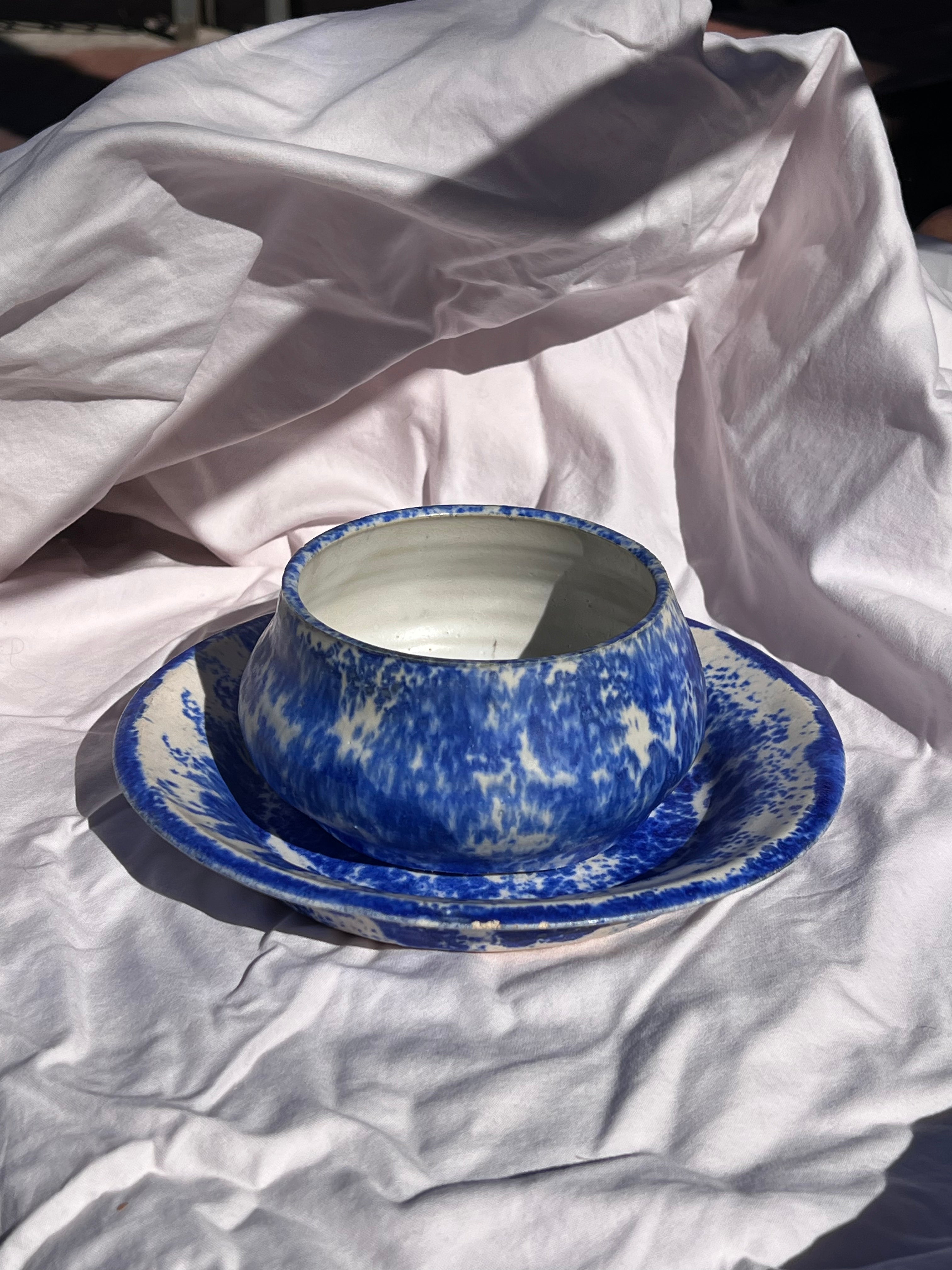 cobalt splatter dish