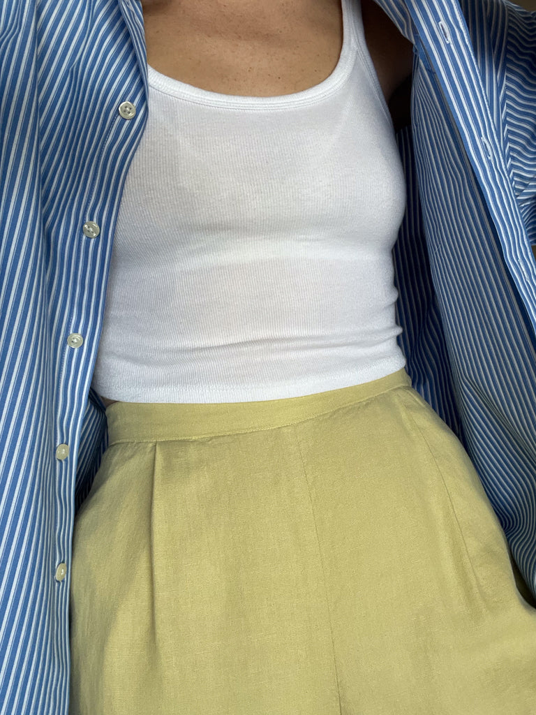 blue striped button up