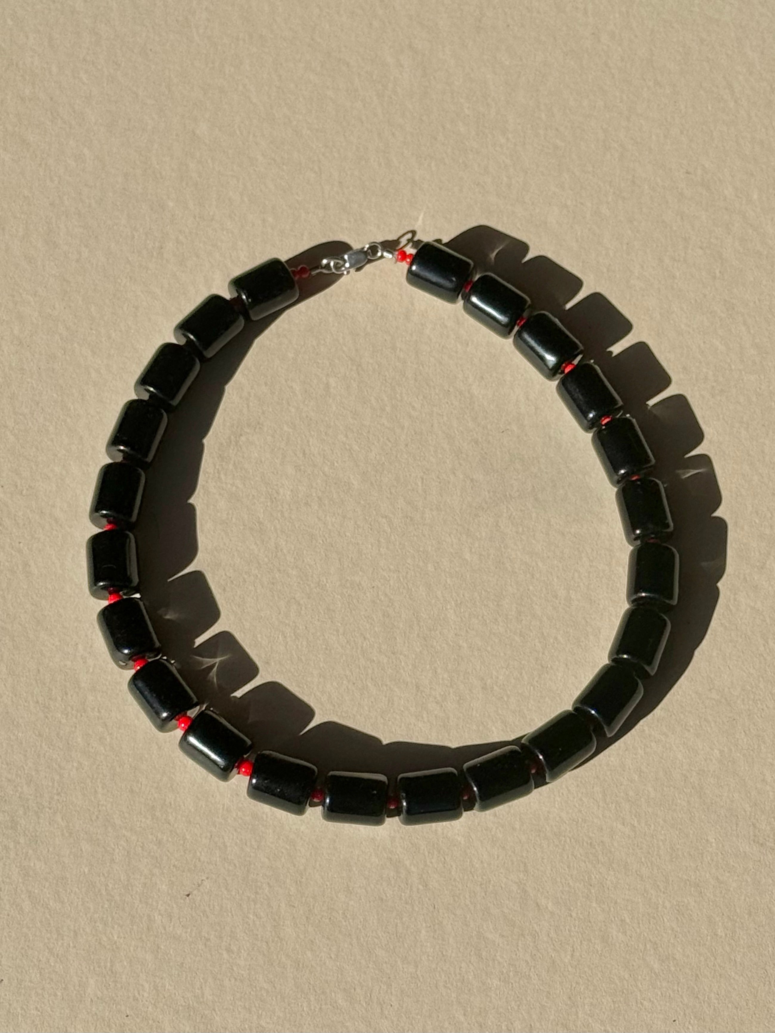 onyx & red necklace