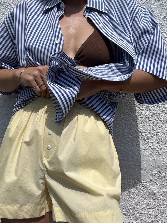 dark blue short sleeve button up