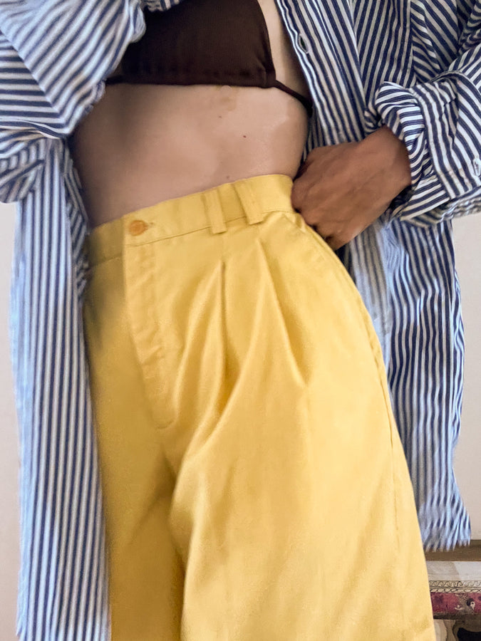 long yellow shorts