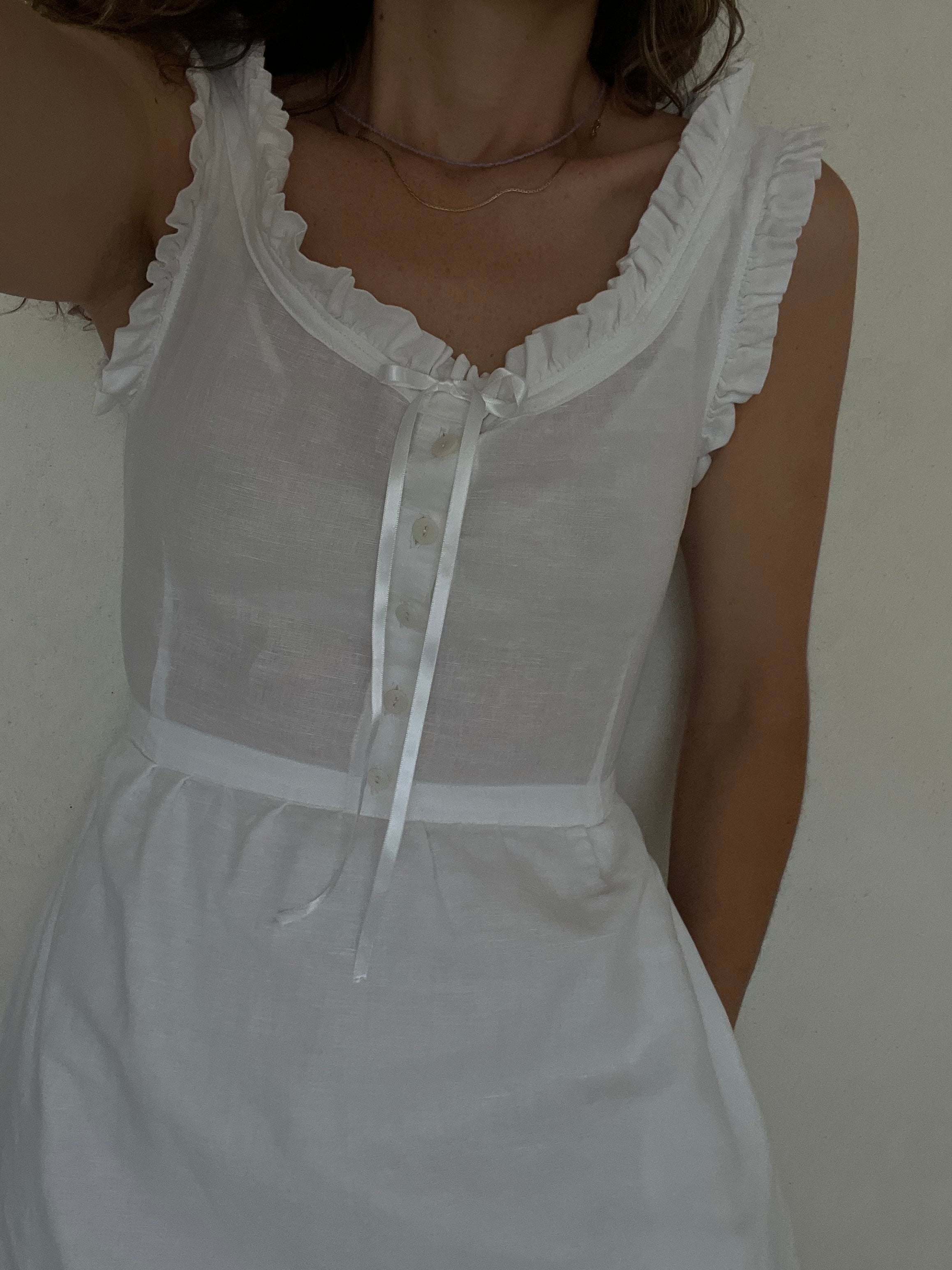 ruffle tie neck dress