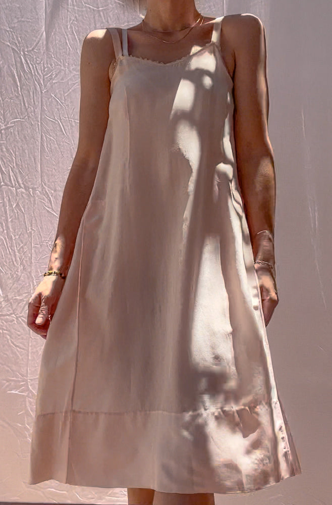 vintage pink silk slip