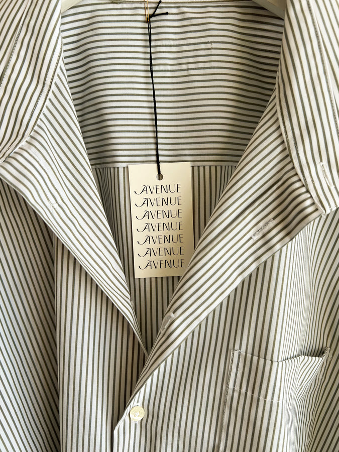 olive striped button-up