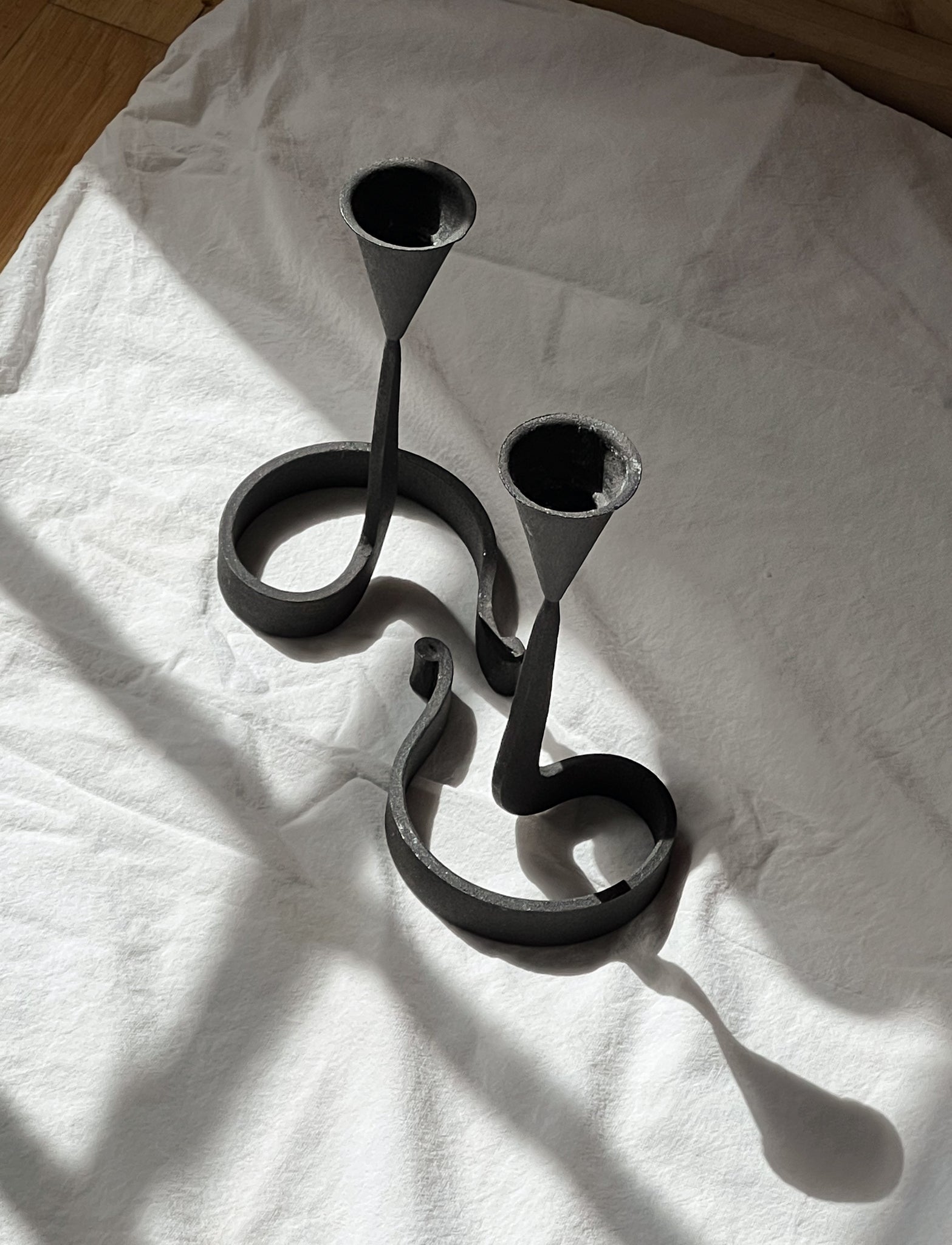 vintage iron candlestick holders