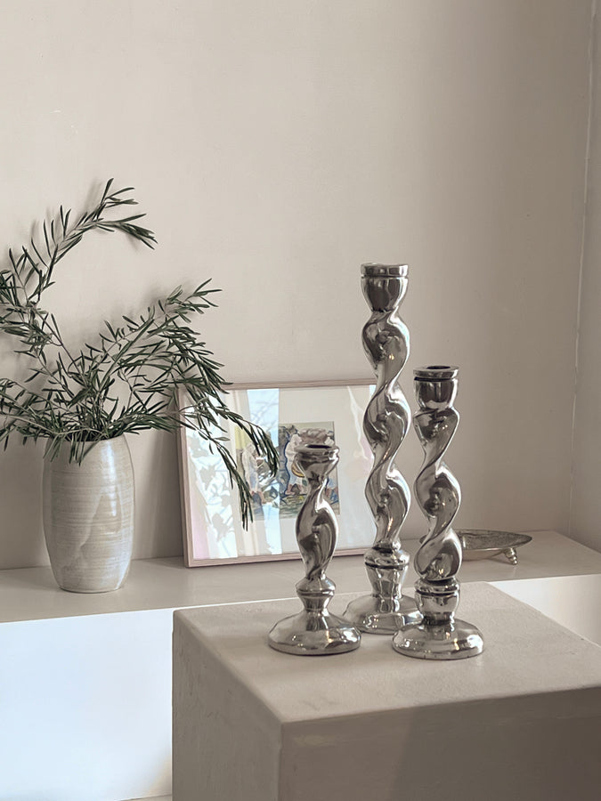 vintage pewter candle holders