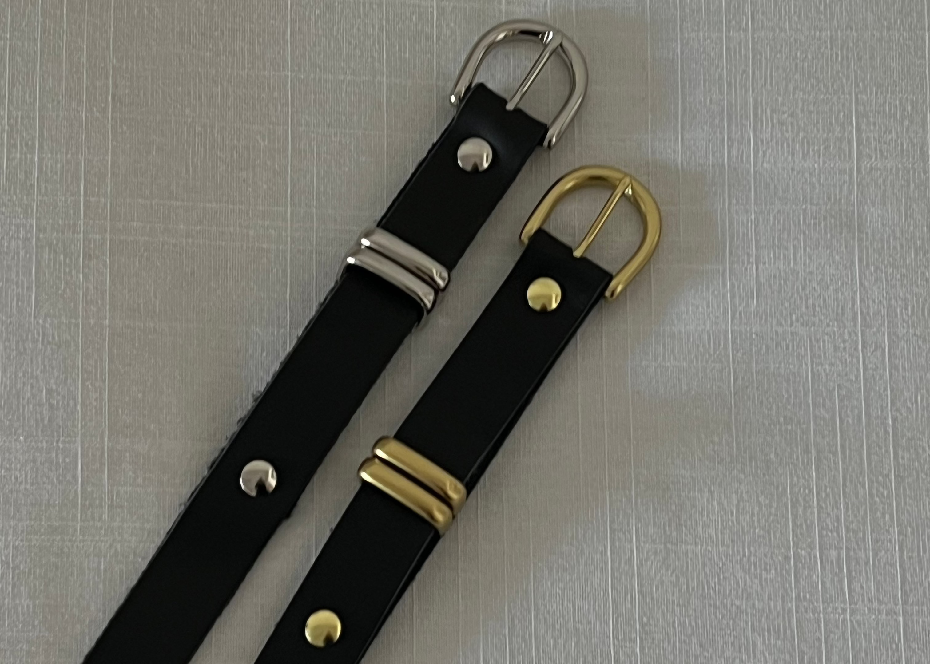 black leather belt - silver double loop