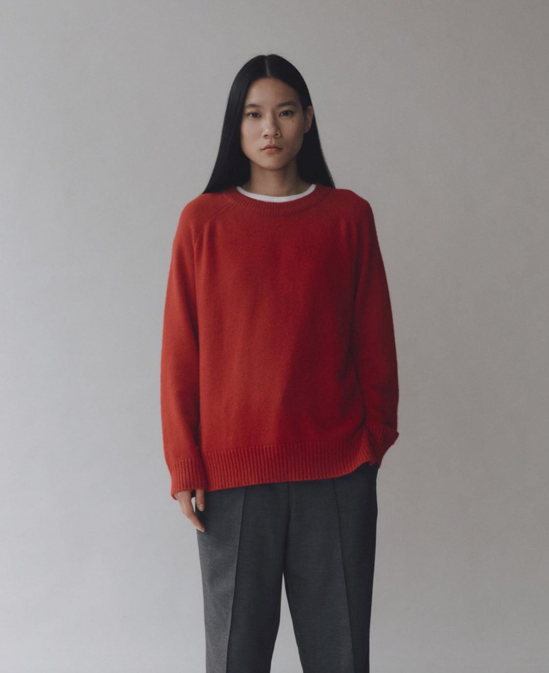 cashmere blend crewneck sweater | red