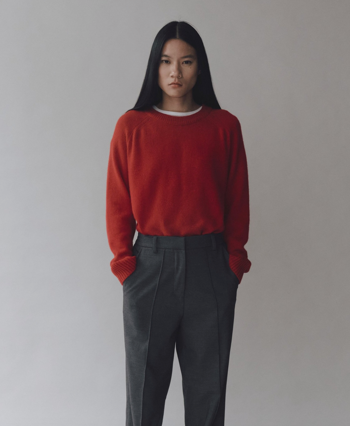 cashmere blend crewneck sweater | red