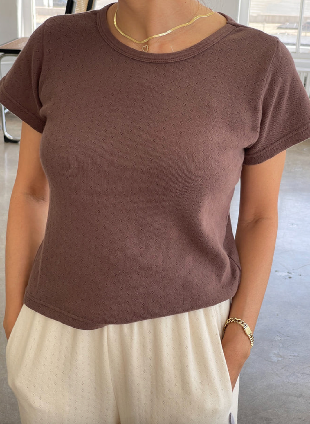 pointelle babe tee | multiple colors