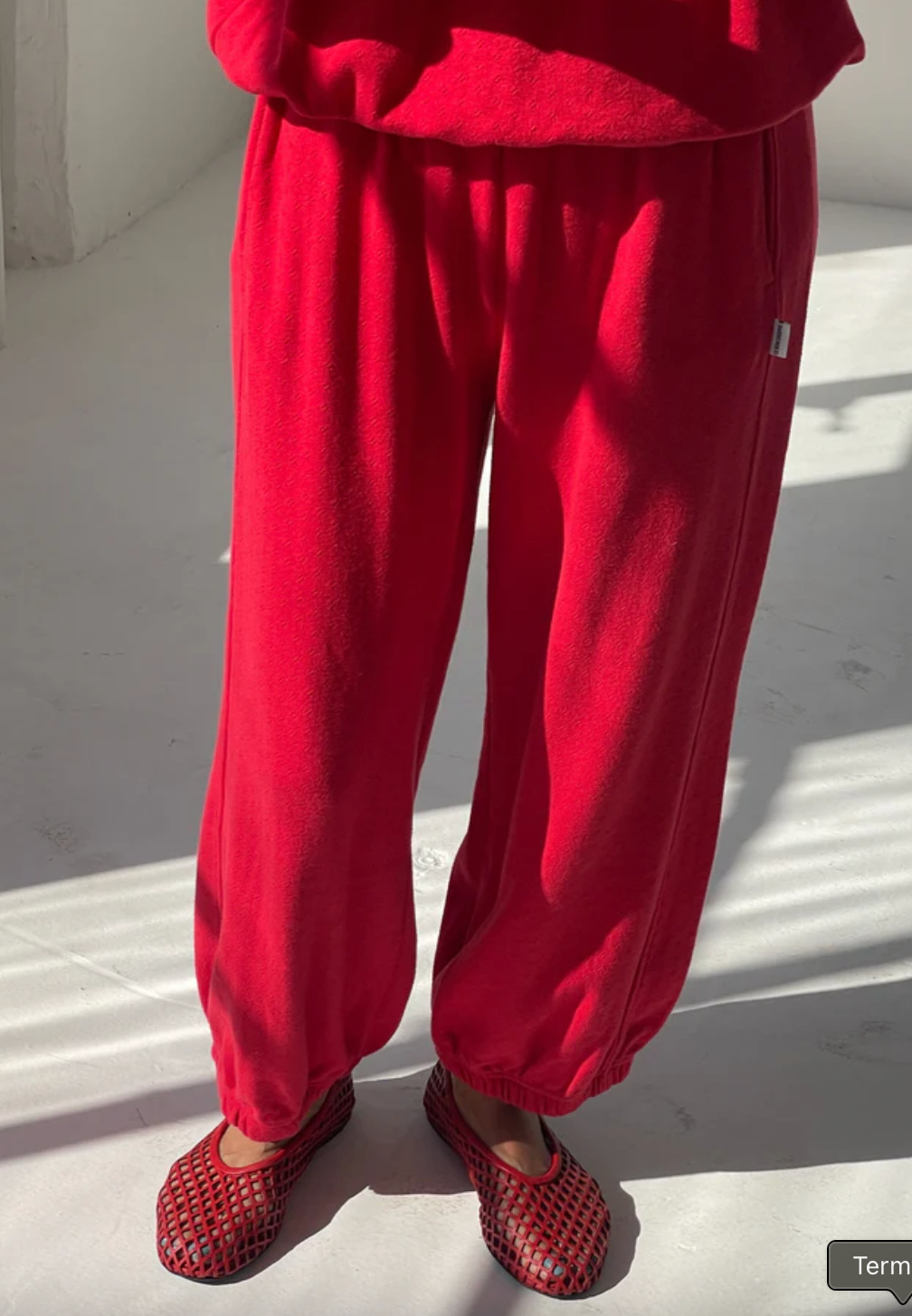 pointelle ballon pants | red