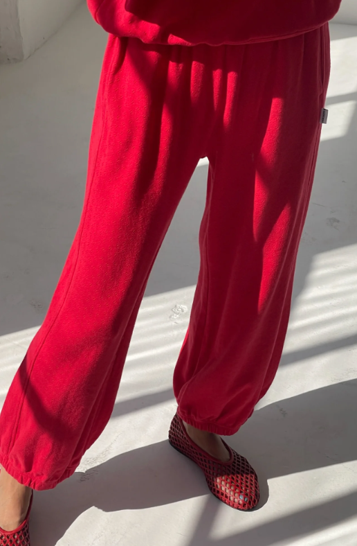 pointelle ballon pants | red