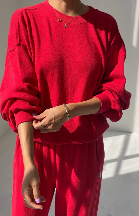 pointelle sweatshirt | red