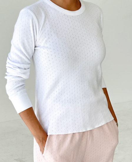 pointelle fundamental tee | white