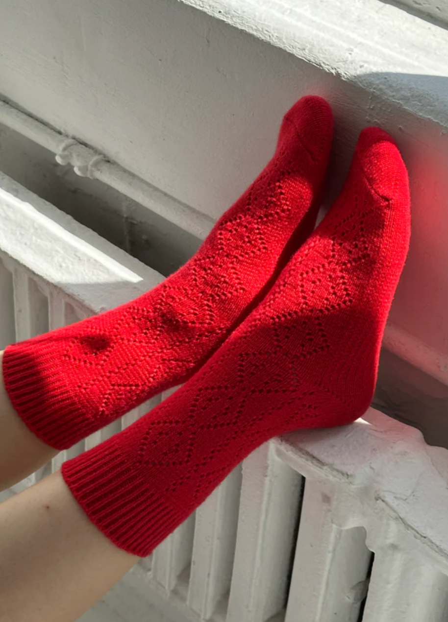 cashmere pointelle socks