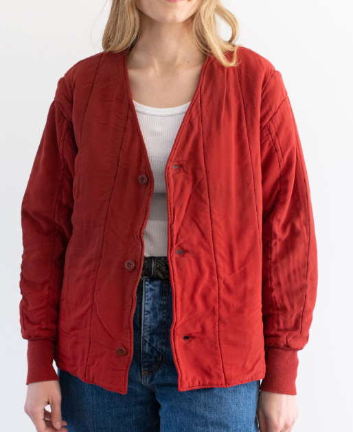 red vintage quilt jacket