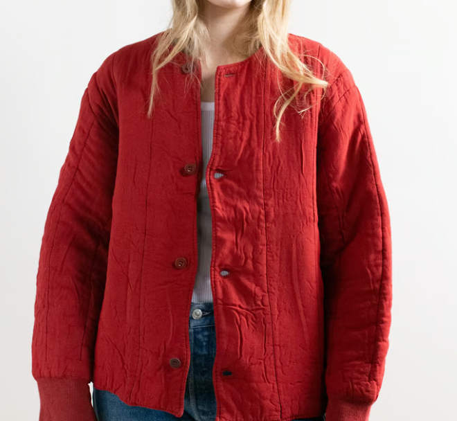red vintage quilt jacket