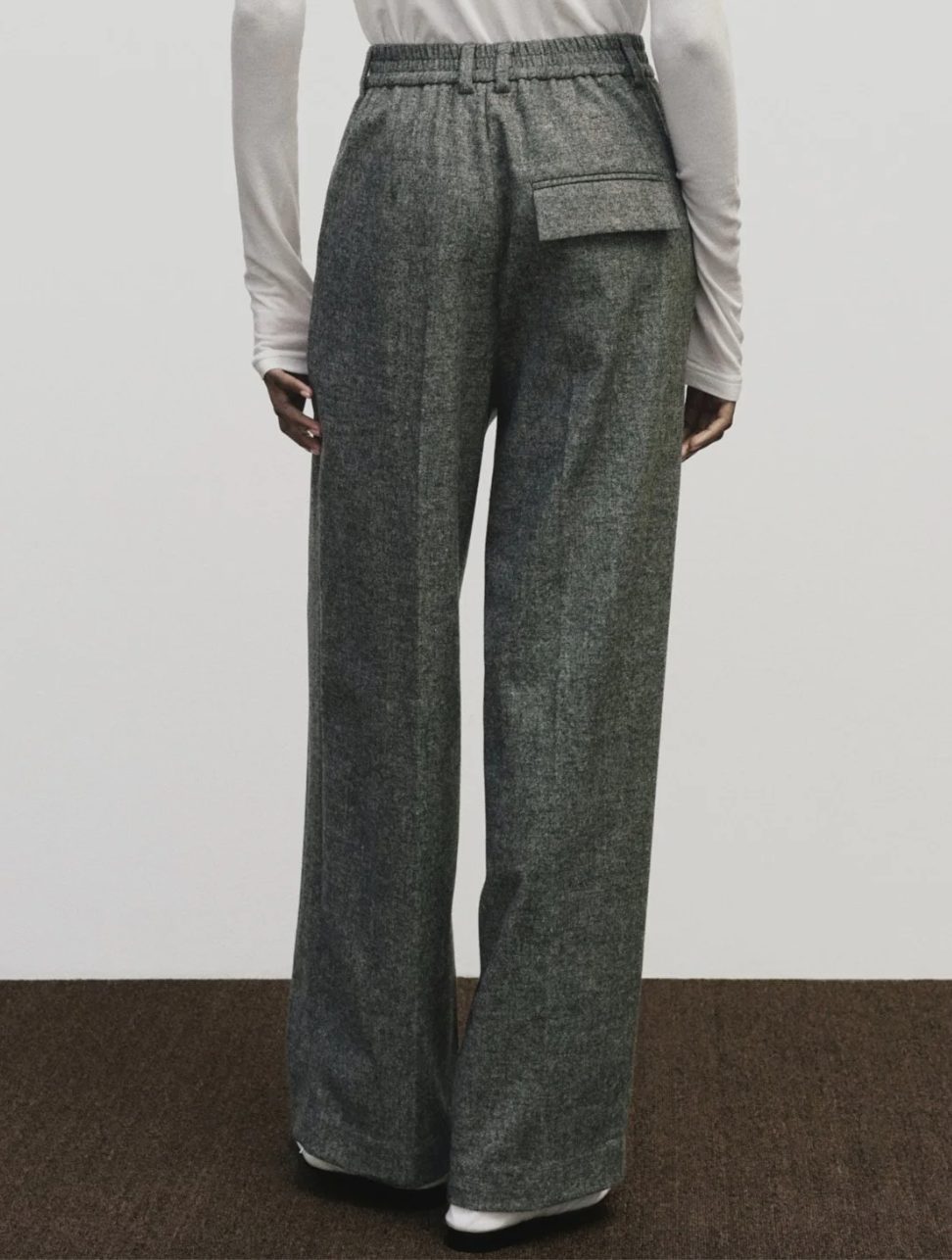 wool blend wide leg pants