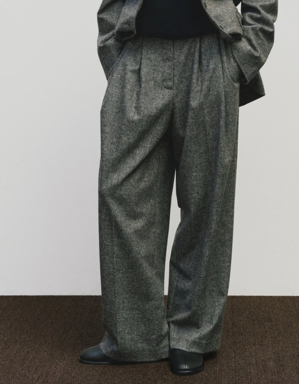 wool blend wide leg pants