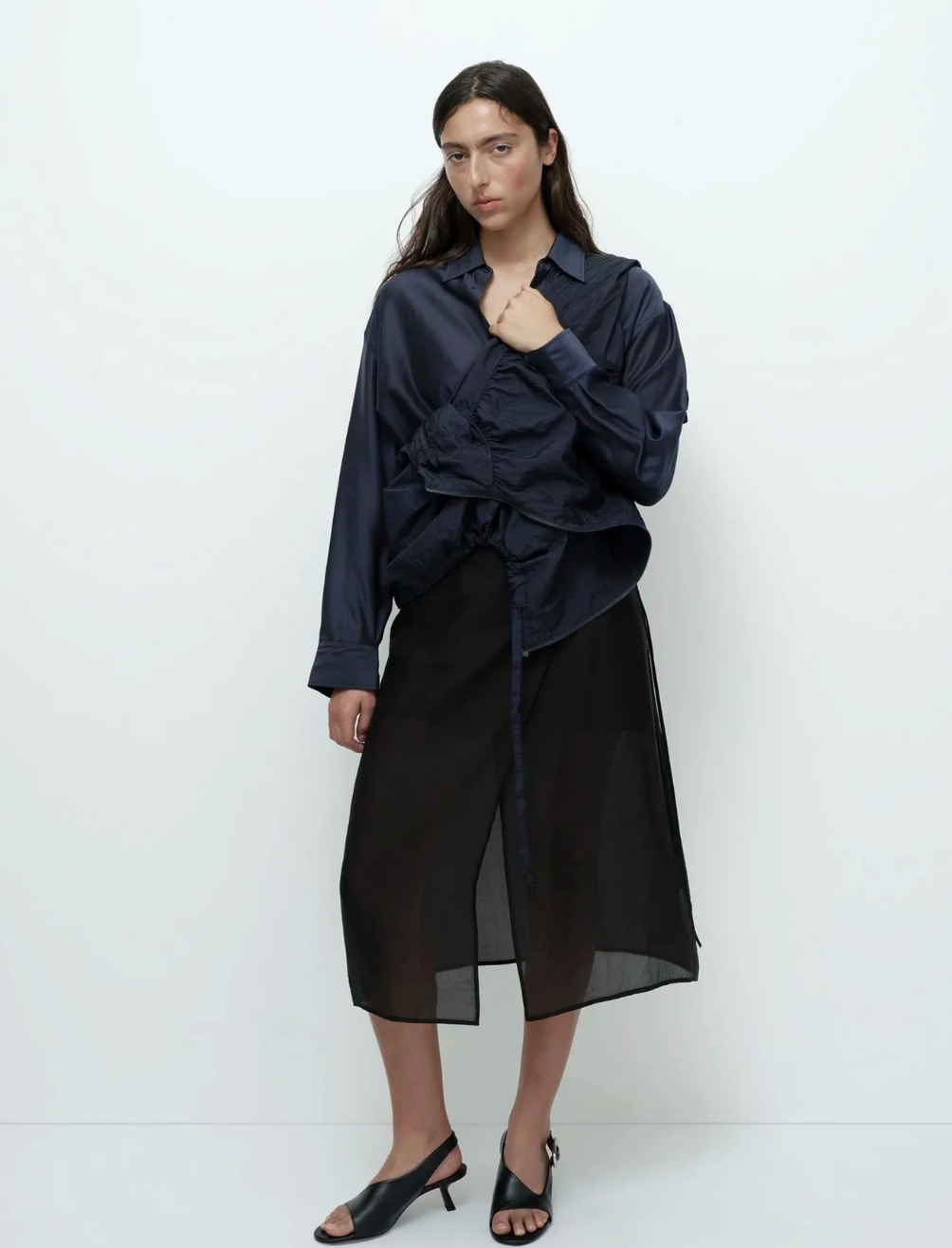 organza wrap skirt | black