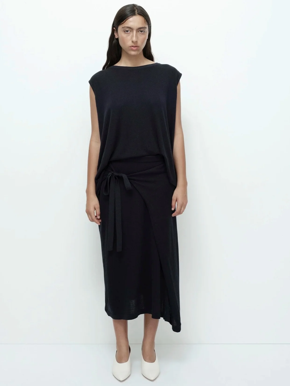 wrap knit skirt | navy