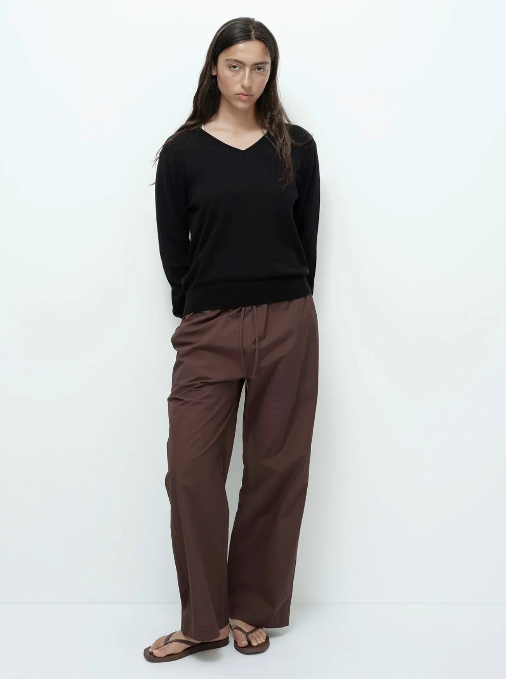 cotton drawstring pant | brown