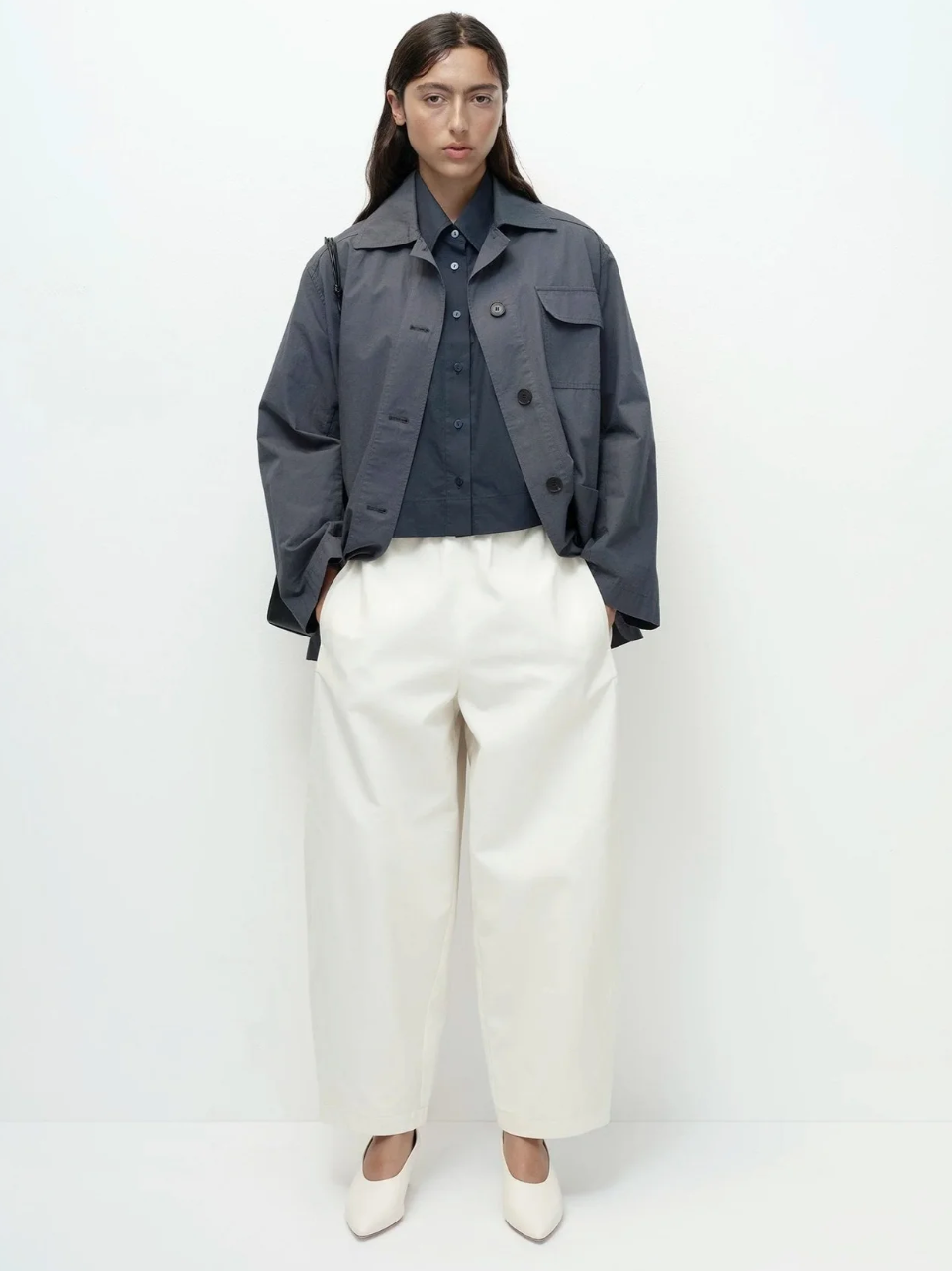 cotton barrel pant | white