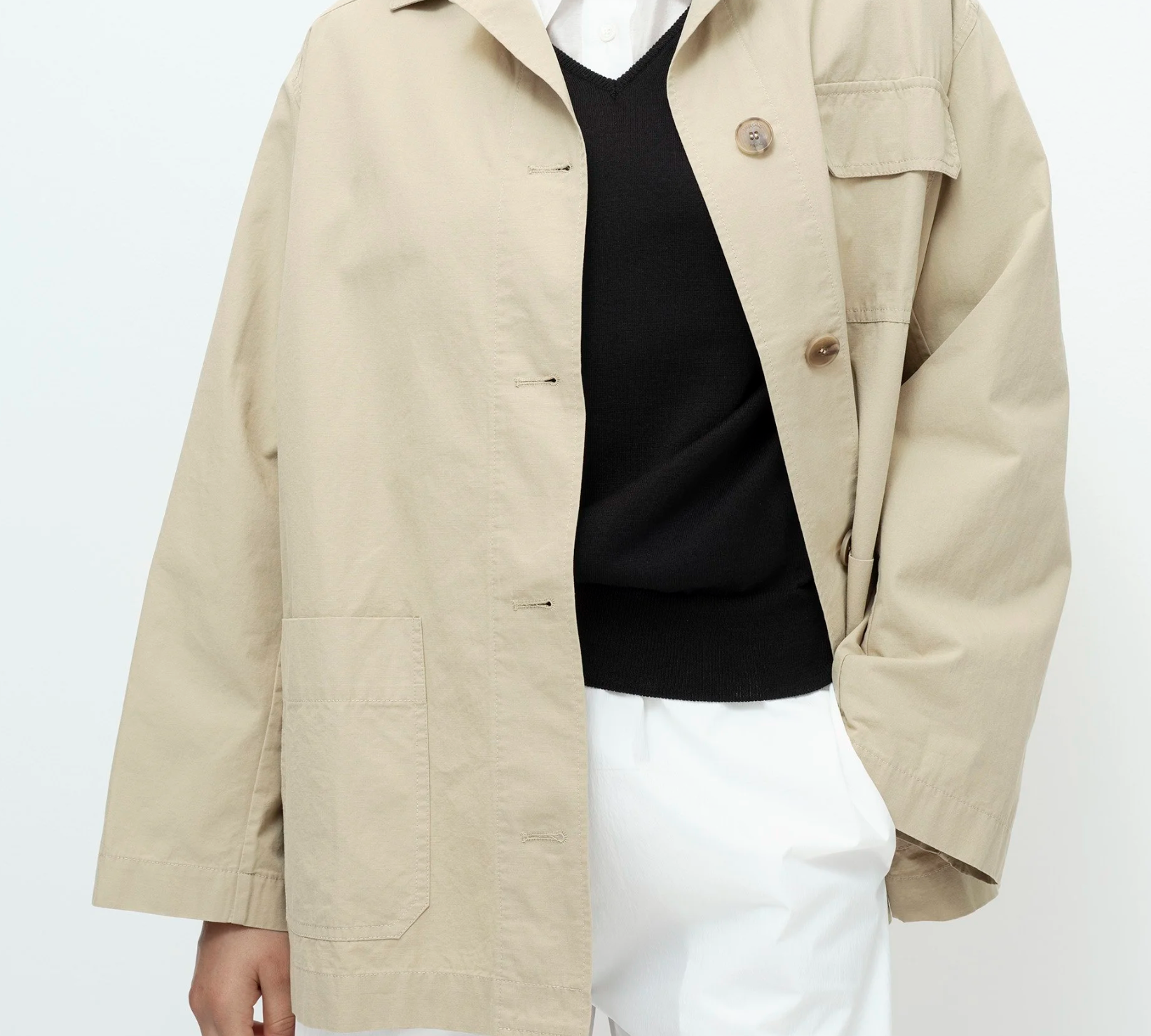linen blend work jacket | beige