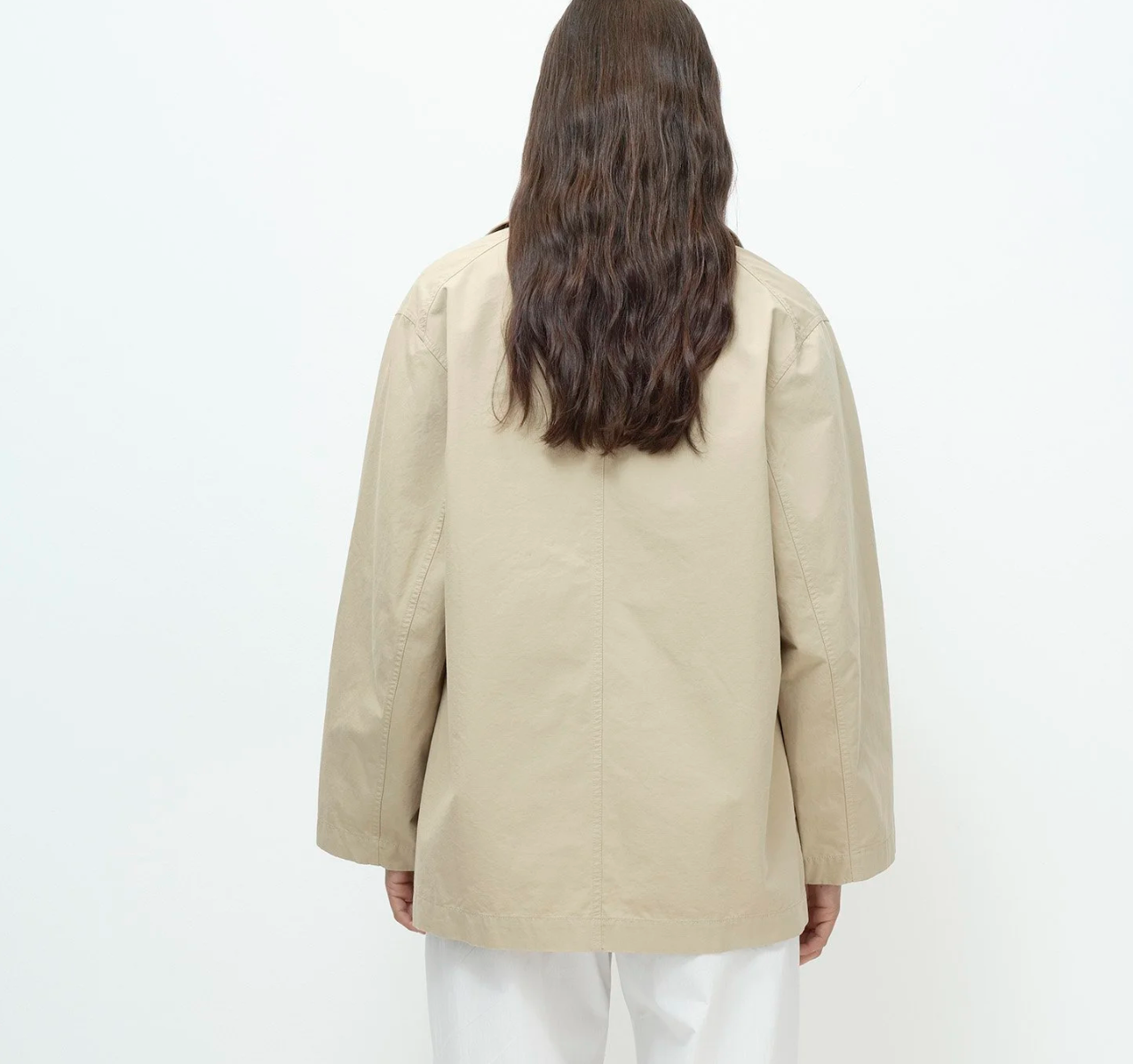 linen blend work jacket | beige