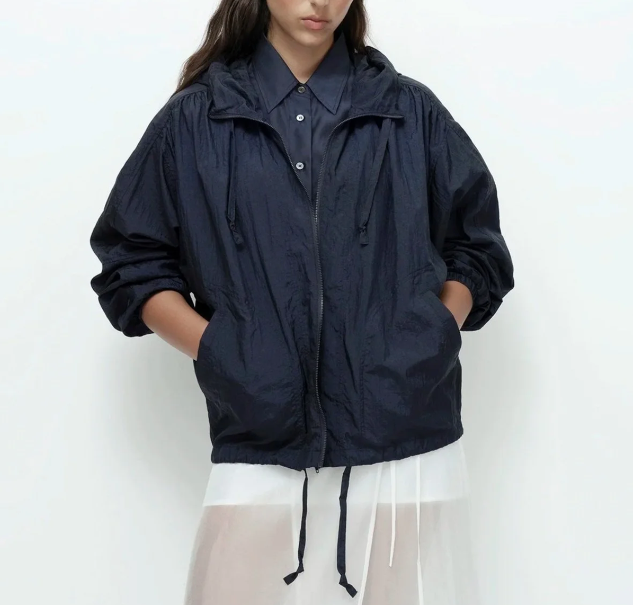 shirred anorak | navy