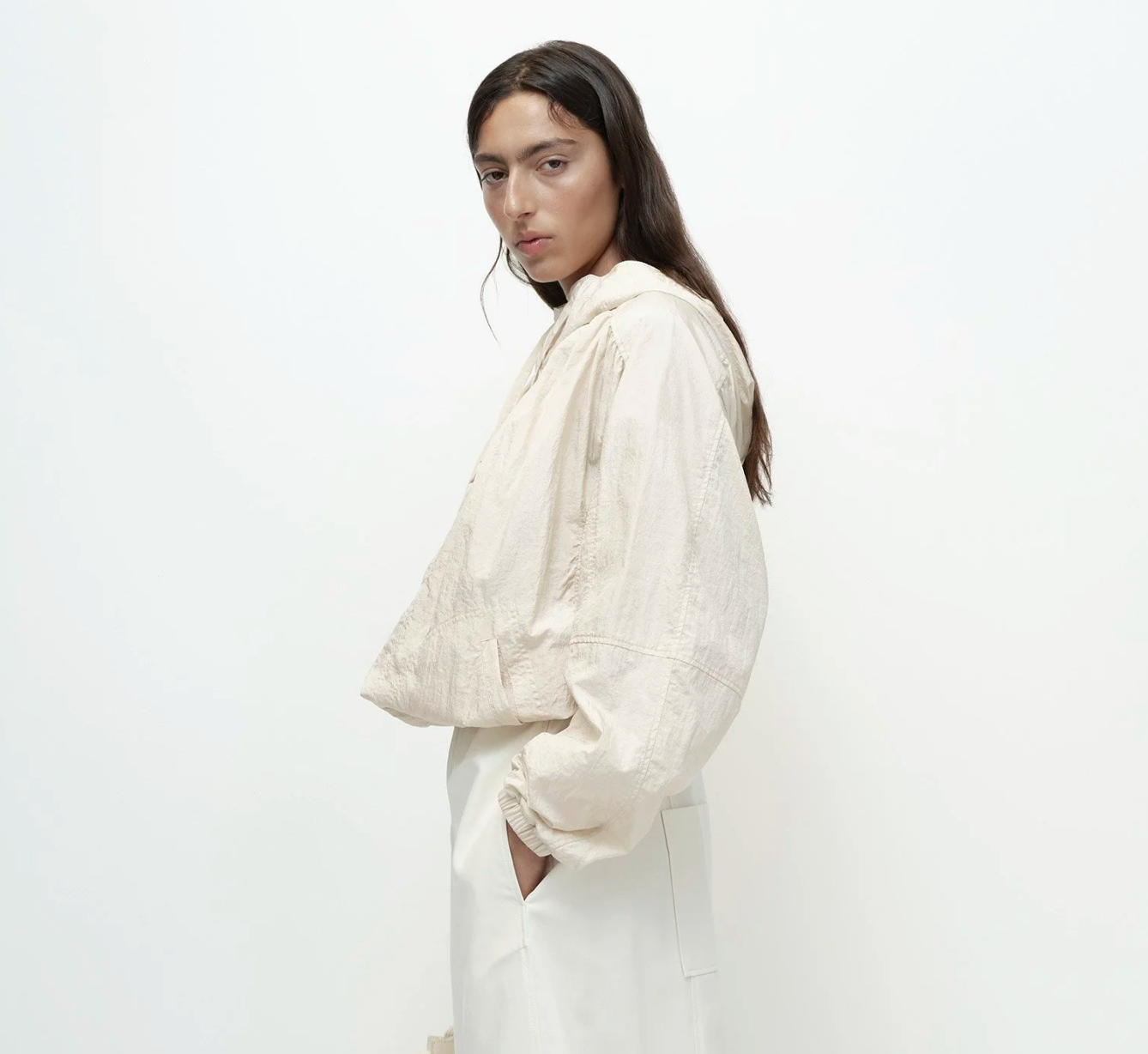 shirred anorak | cream