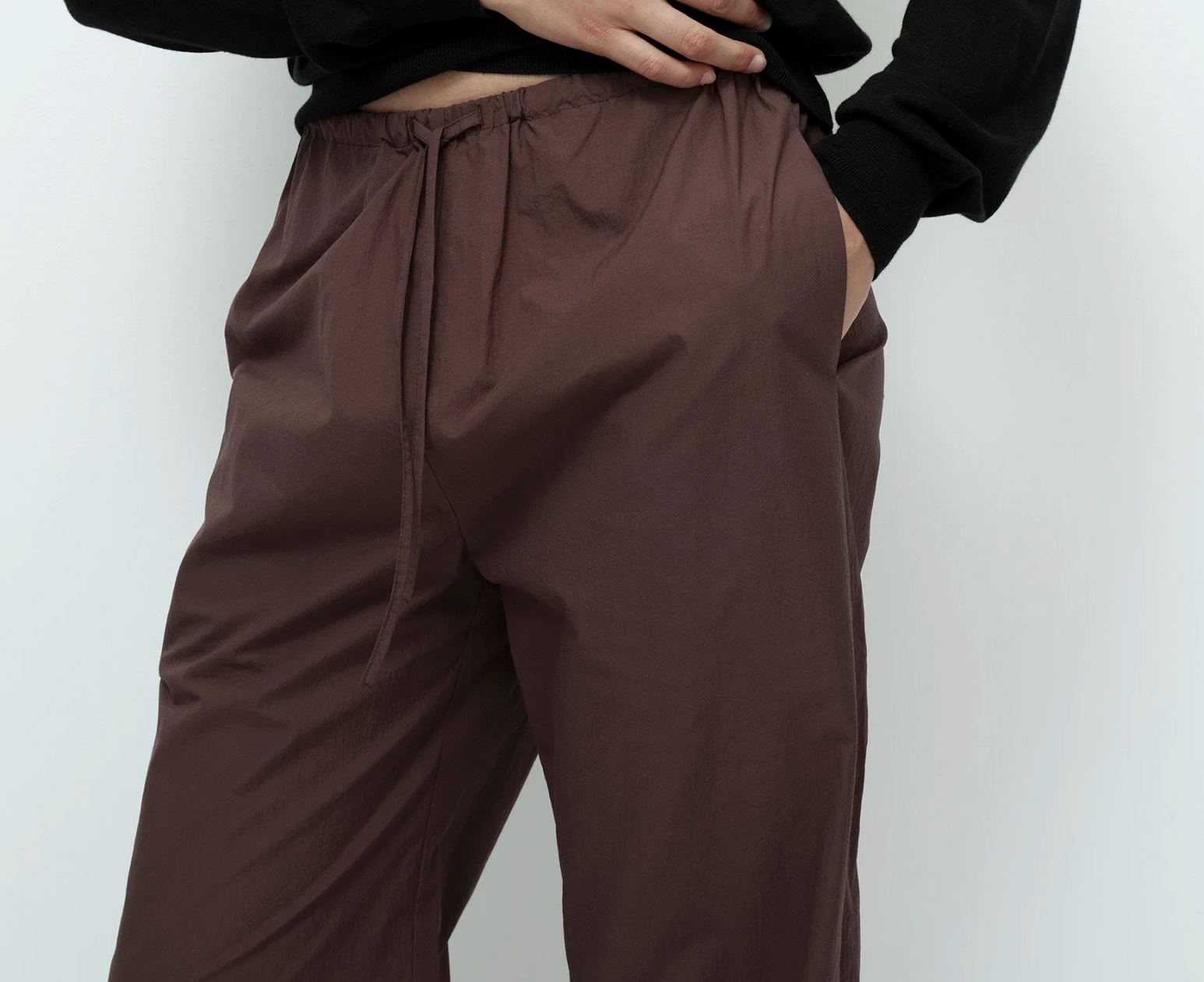 cotton drawstring pant | brown