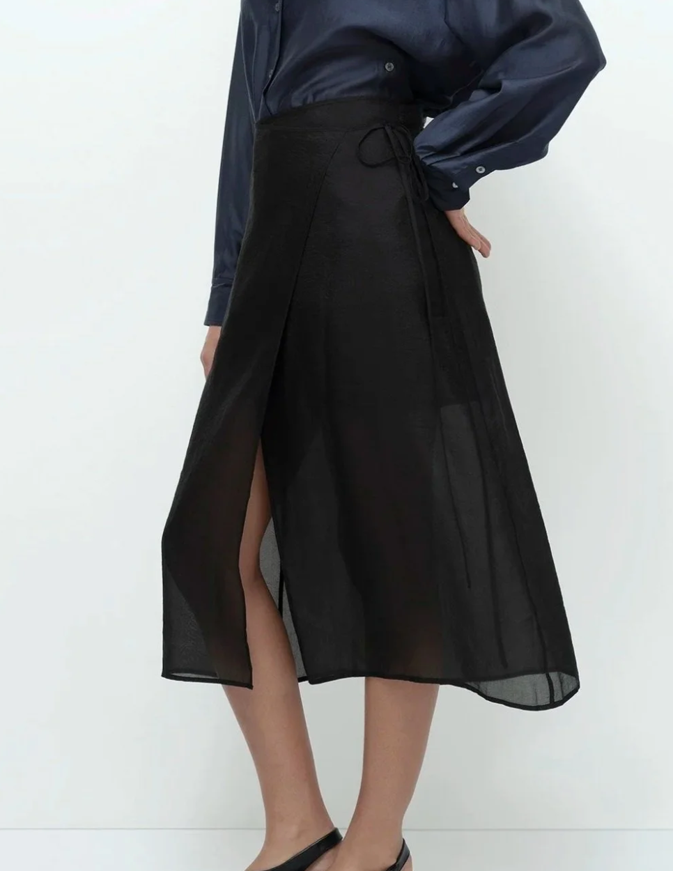 organza wrap skirt | black