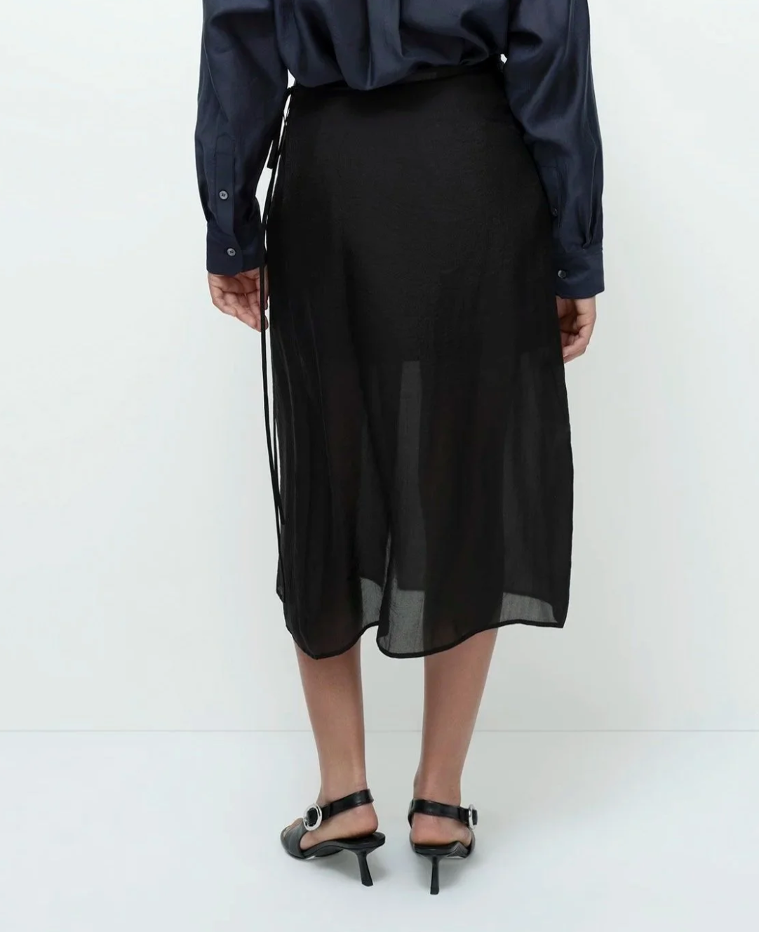 organza wrap skirt | black