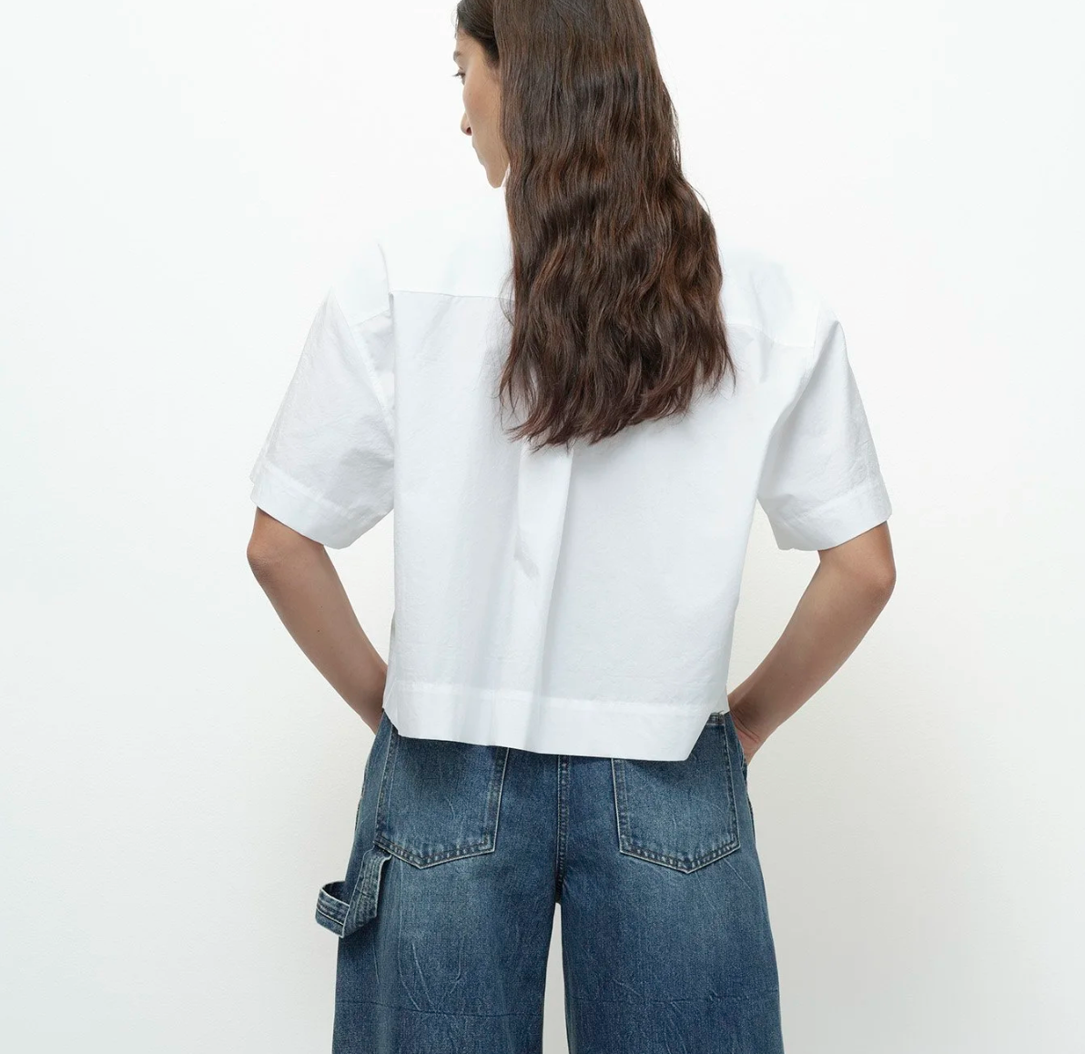 short sleeve cotton shirt | white