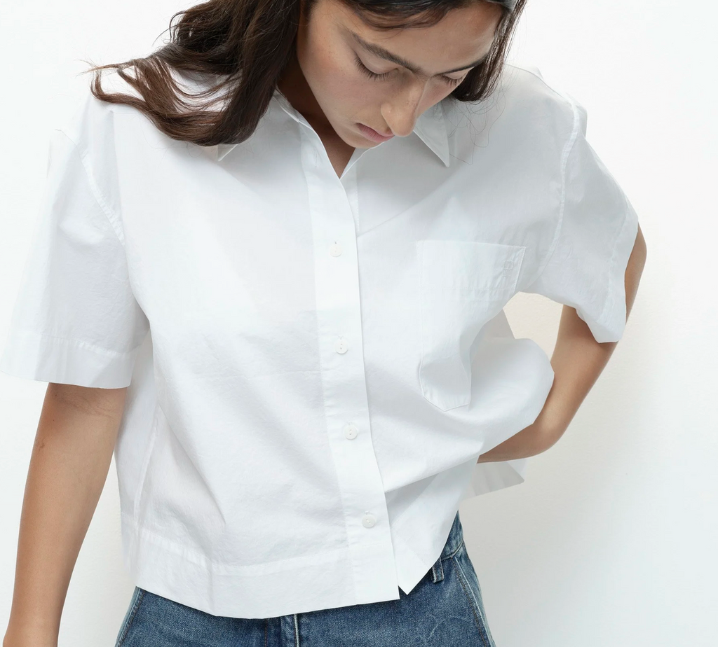 short sleeve cotton shirt | white