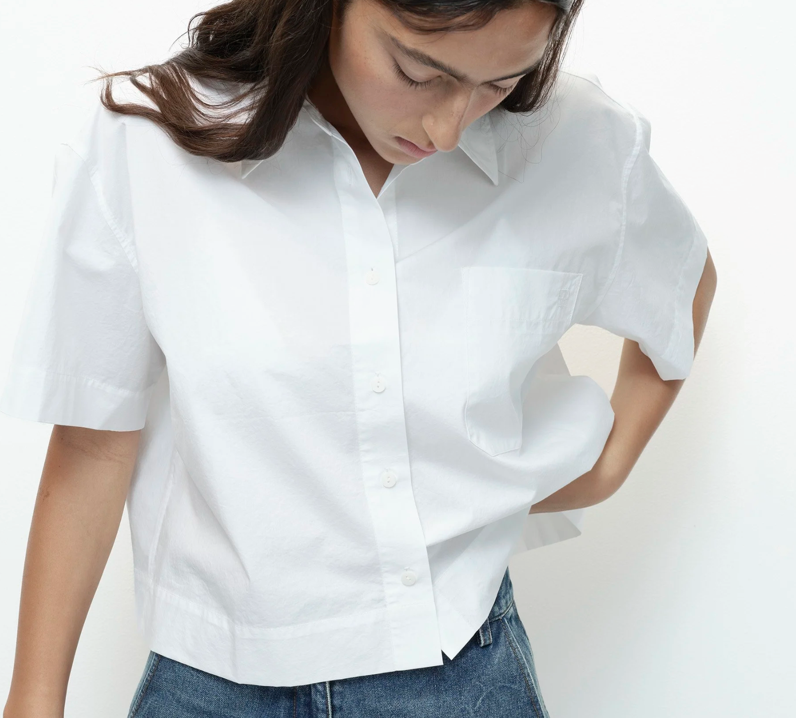 short sleeve cotton shirt | white