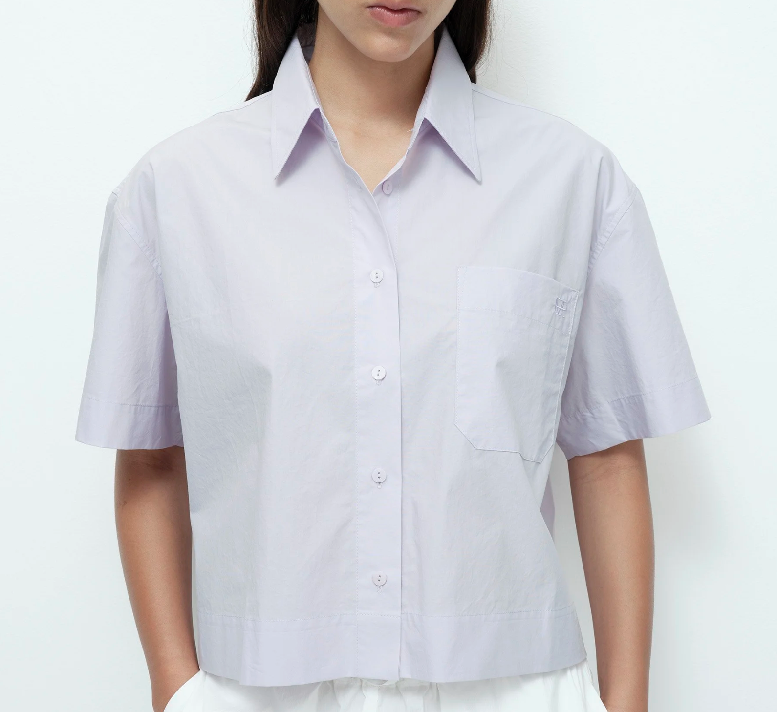 short sleeve cotton shirt | lavender