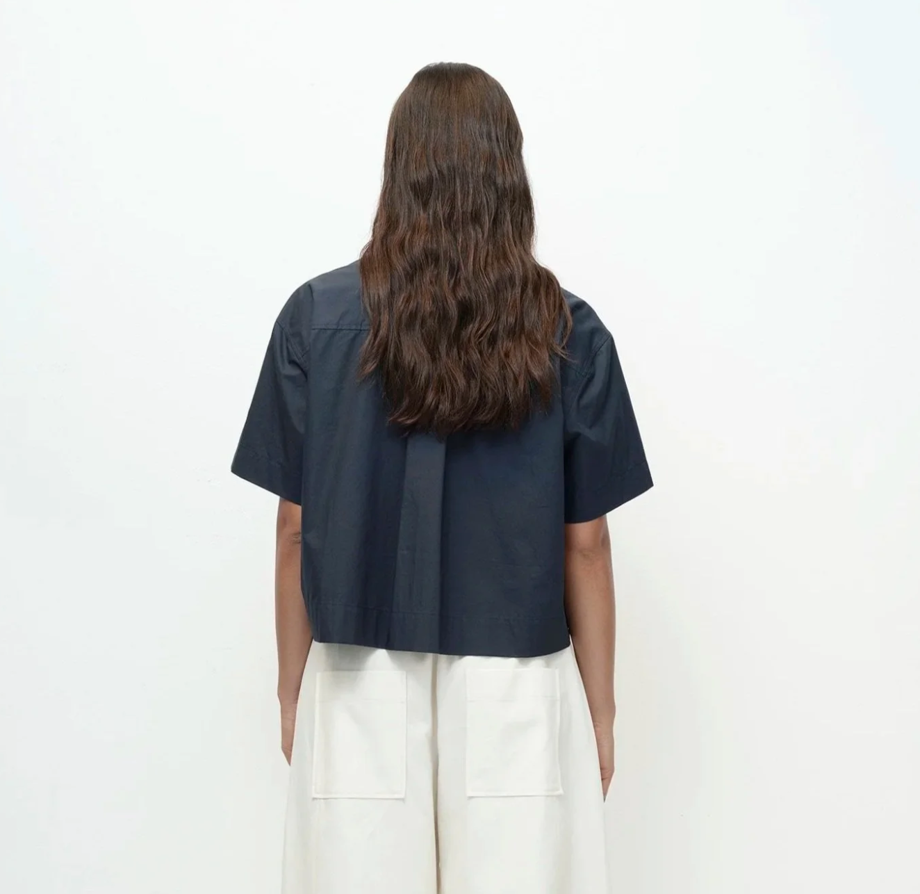 short sleeve cotton shirt | navy