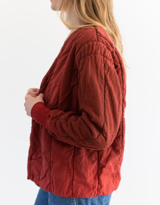 red vintage quilt jacket