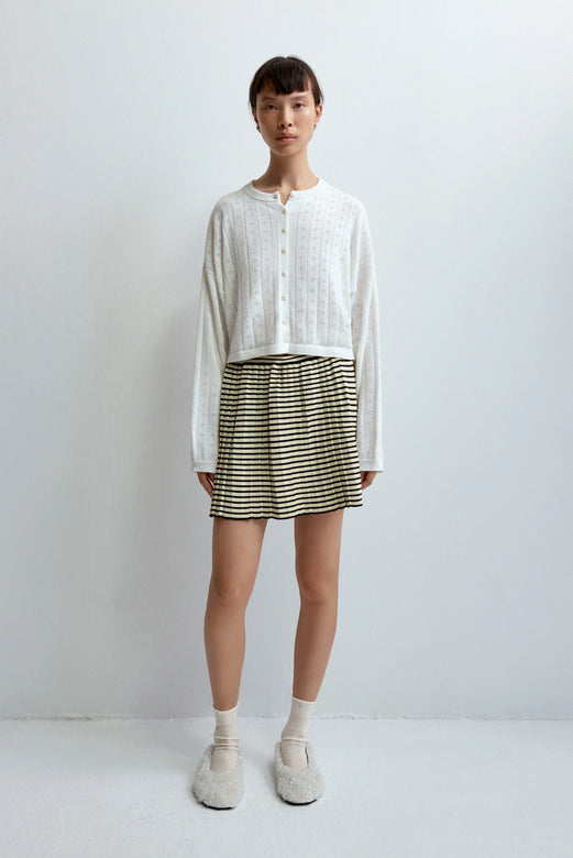 striped pleated mini skirt