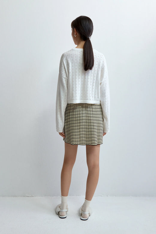 striped pleated mini skirt