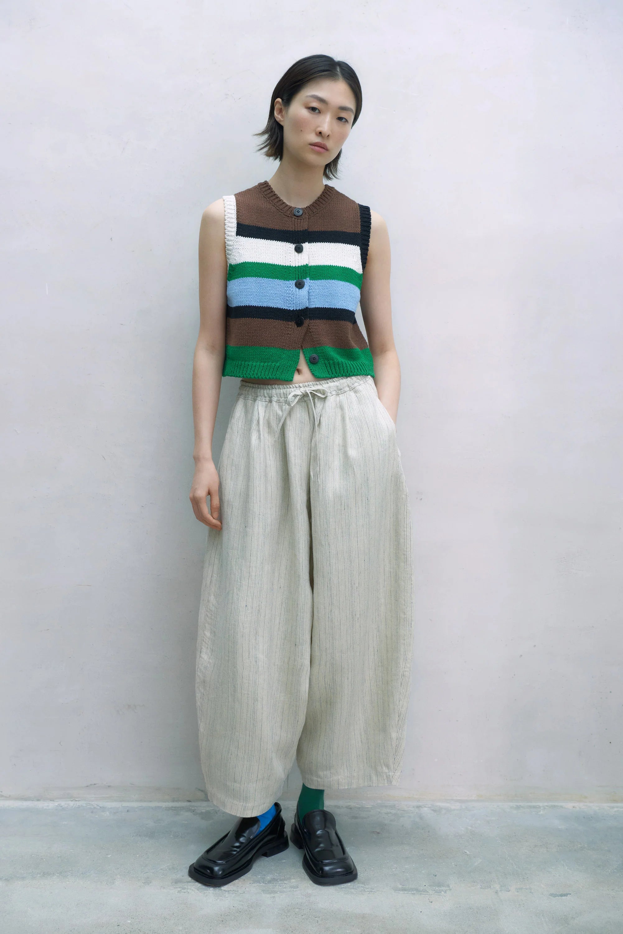 slub linen maxi pants