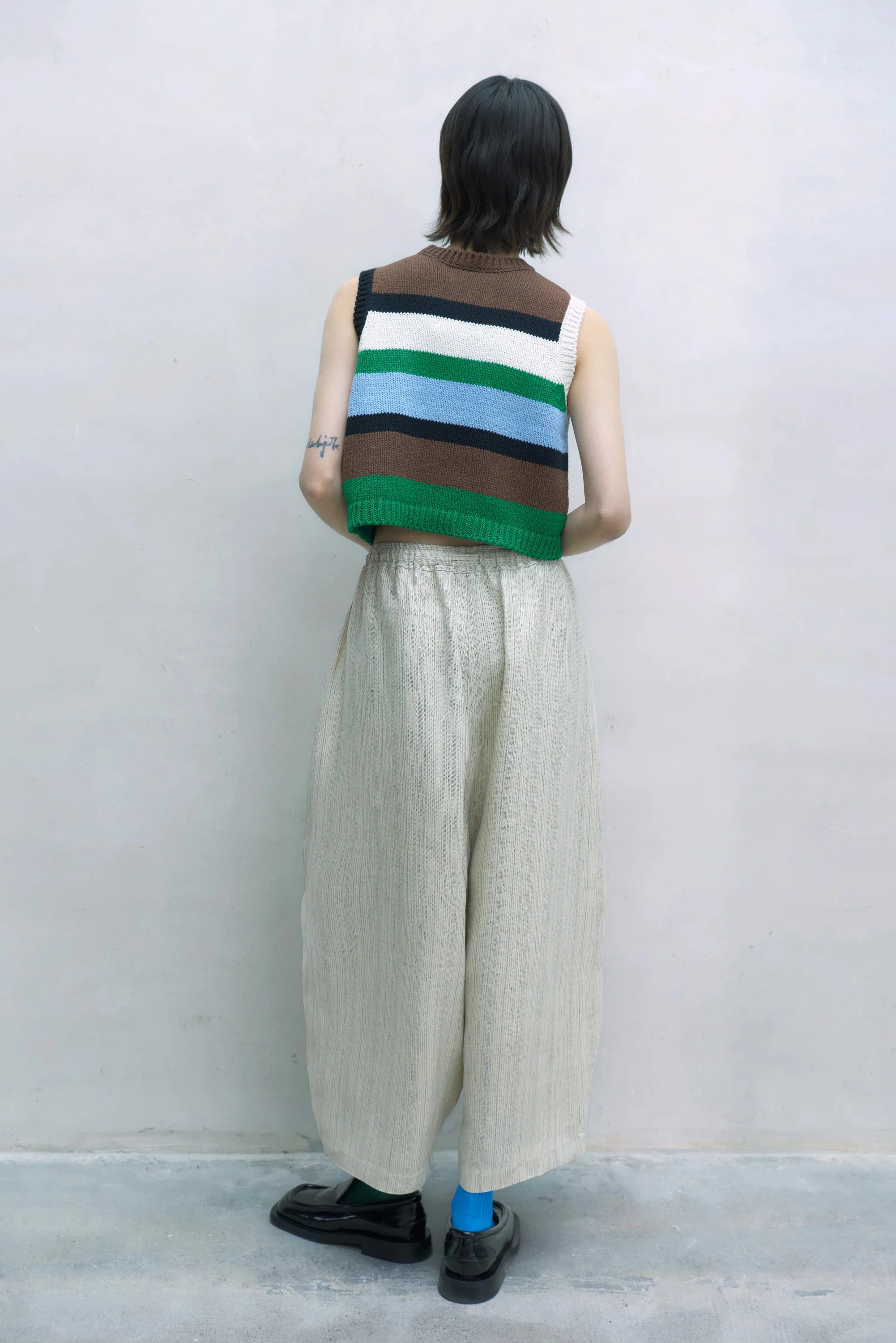 slub linen maxi pants