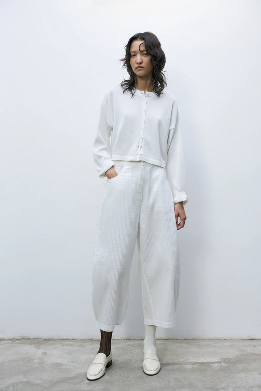 cotton cropped cardigan | white