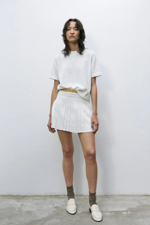 cotton pleated skirt | white