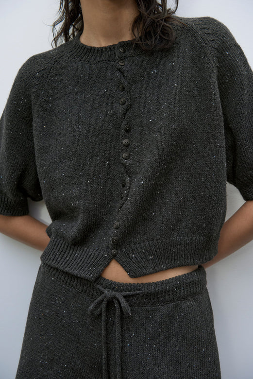 heather cotton top | charcoal