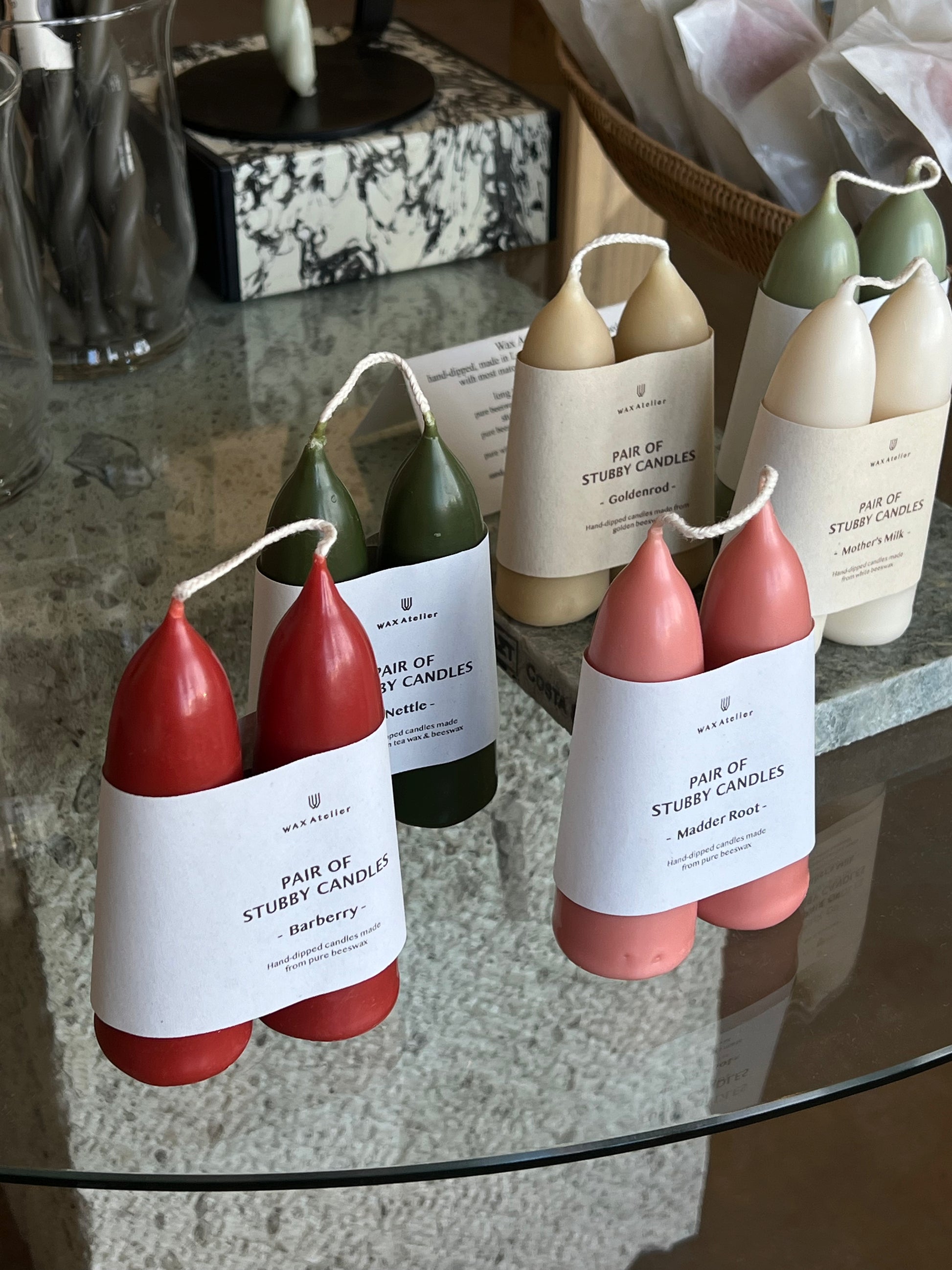 stubby candle pair | multiple colors